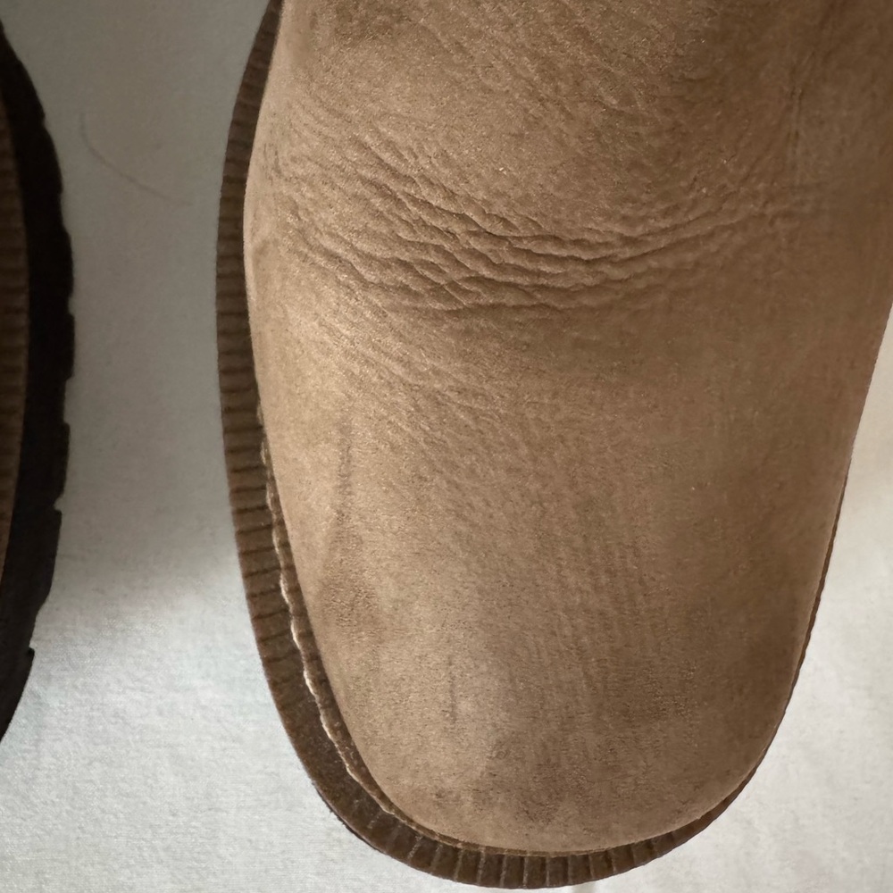 Tan Tobacco Shearling-Lined Ankle Chelsea Boots Sam Edelman Laguna size 9 - Picture 6 of 7